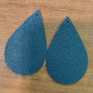 Navy leather teardrop earrings- handmade
